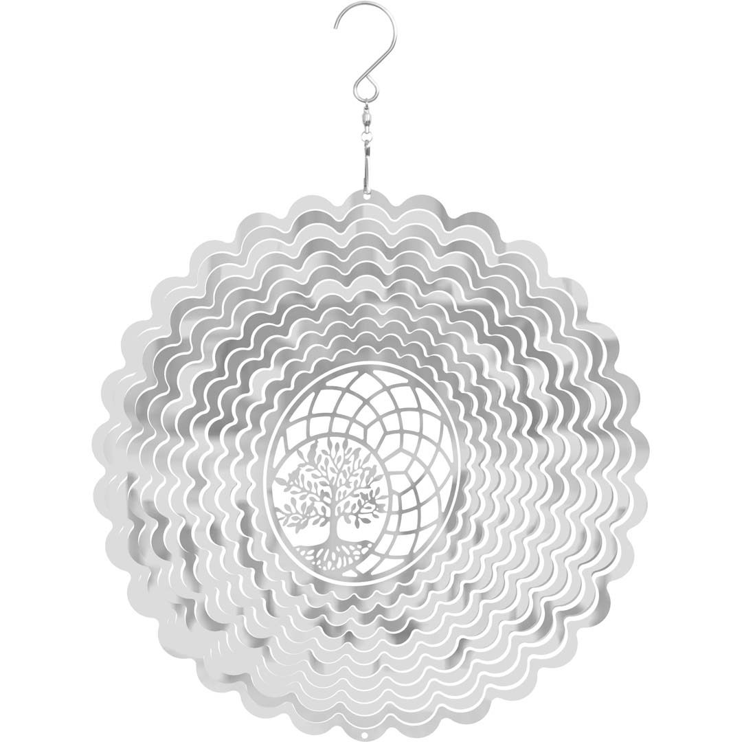 Kinetic Art: Metal Hanging Wind Spinner: 3D Tree Of Life