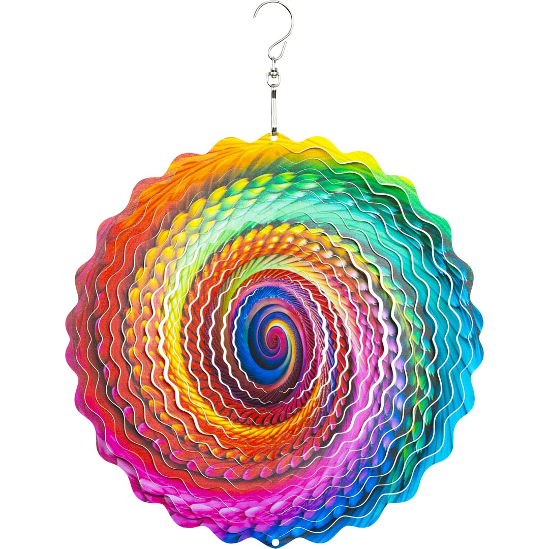 Kinetic Art: Metal Hanging Wind Spinner: 3D Color Swirl