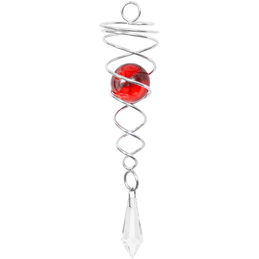 Kinetic Art: Metal Hanging Wind Spinner Accessory: Crystal Twist 15 cm (red)