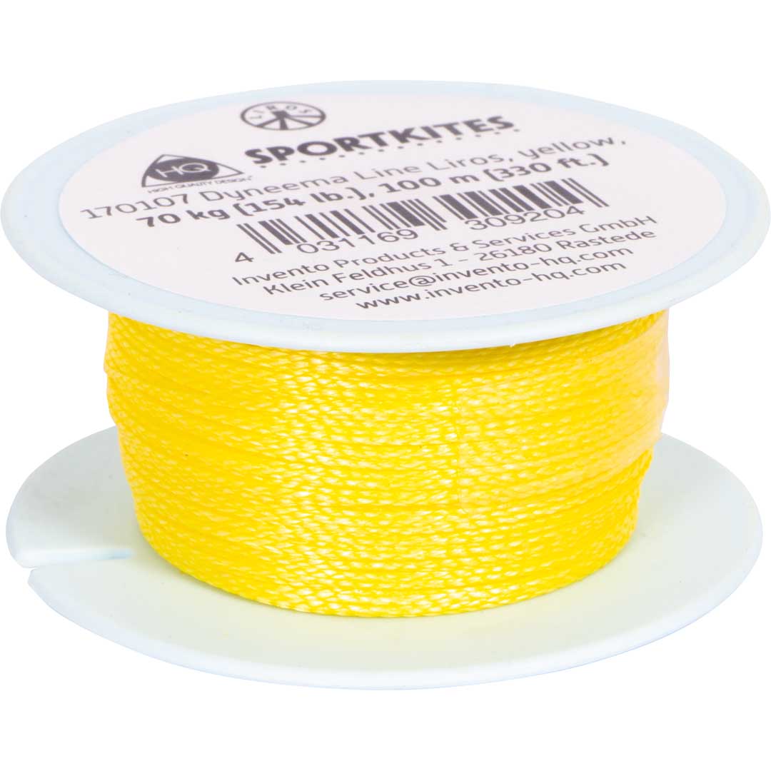 Dyneema Line Liros, yellow, 70 kg (154 lb.), 100 m (330 ft.)