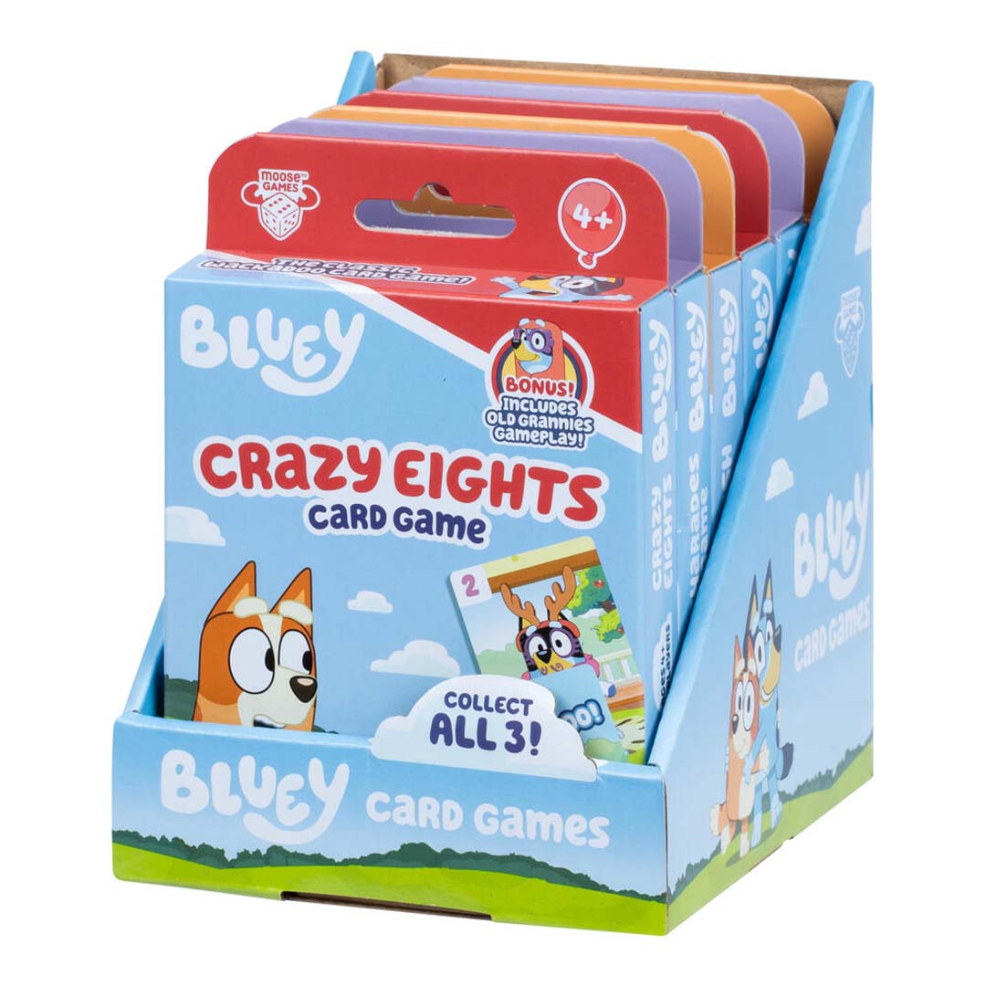 Moose Toys Games: Bluey Kartenspiele, sortiert, deutsche Version (6er-Thekendisplay)